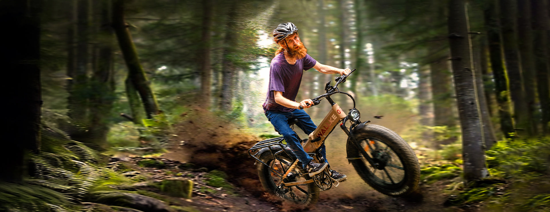 X3 electric bike navigating dense forest trails, delivering a smooth and eco-friendly outdoor experience.