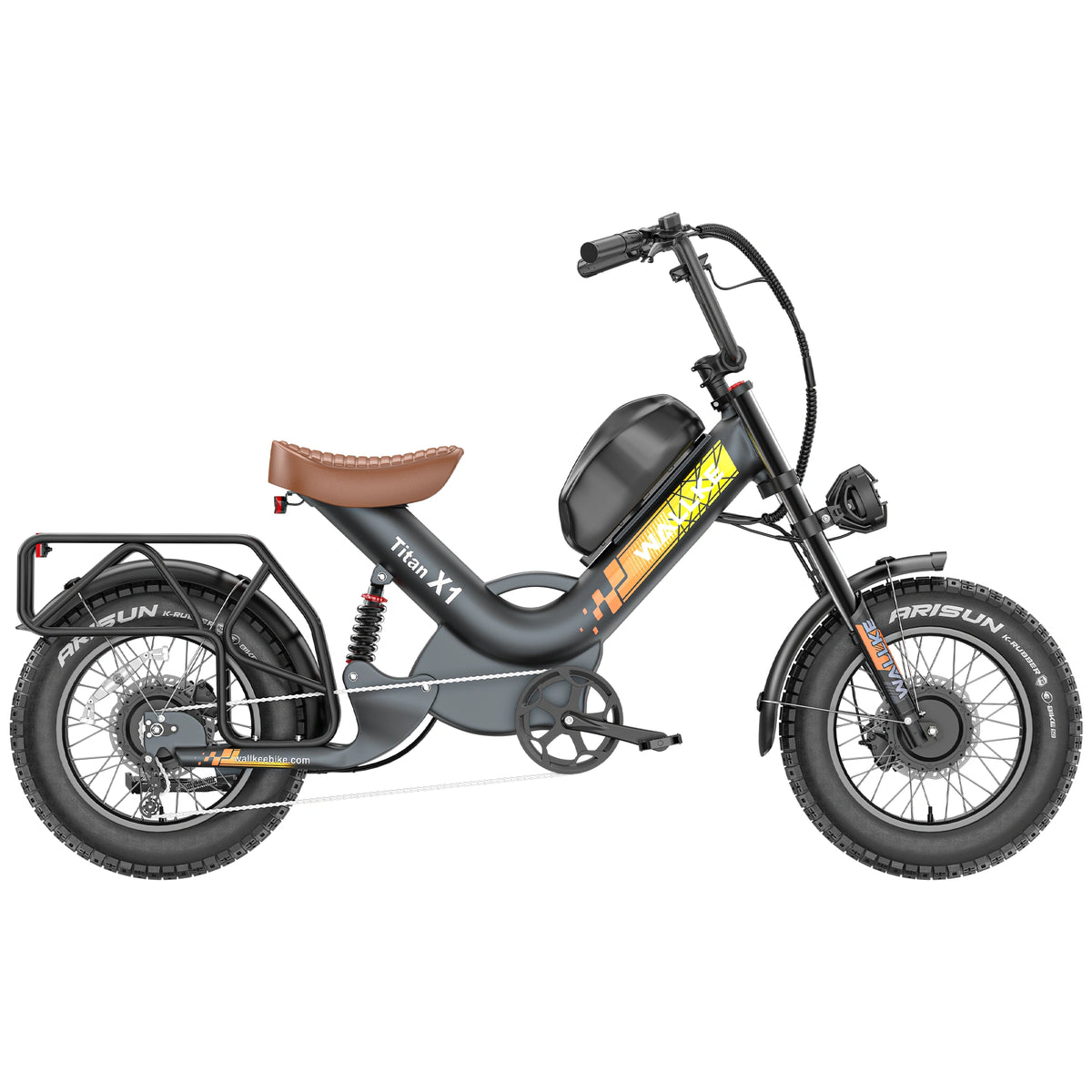 WALLKE Titan X1 AWD Bicicleta elétrica todo-o-terreno com pneus largos e dois motores | Potência máxima de até 4000 W