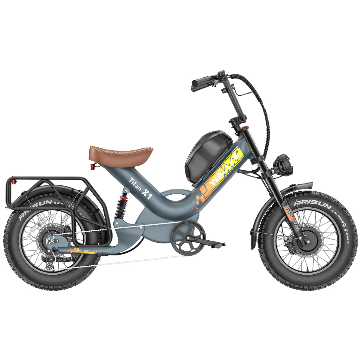WALLKE Titan X1 AWD Bicicleta elétrica todo-o-terreno com pneus largos e dois motores | Potência máxima de até 4000 W