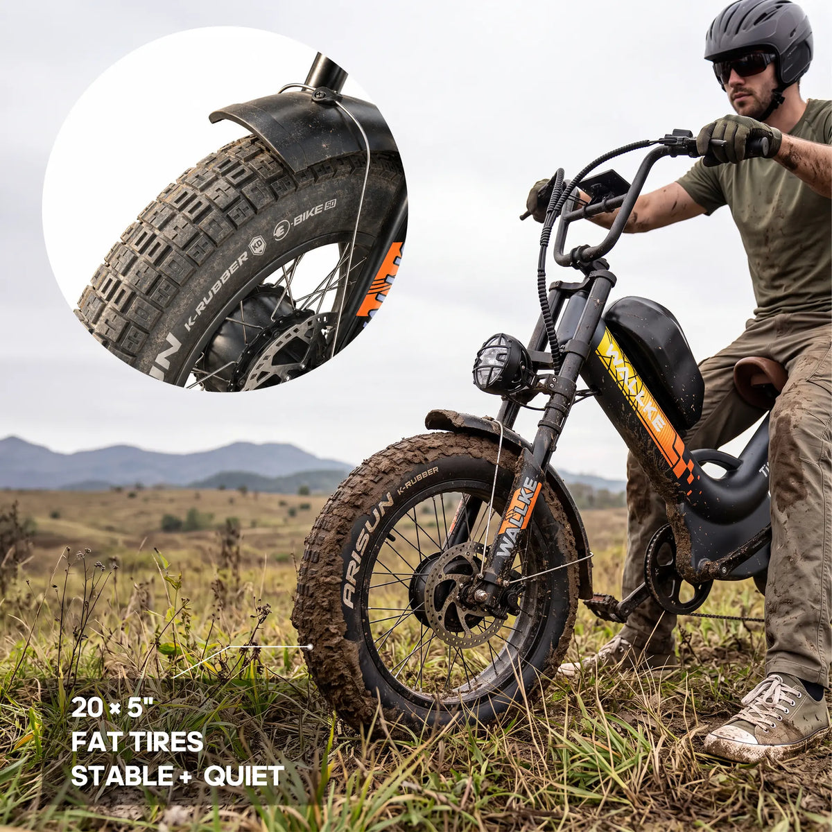 WALLKE Titan X1 AWD Bicicleta elétrica todo-o-terreno com pneus largos e dois motores | Potência máxima de até 4000 W