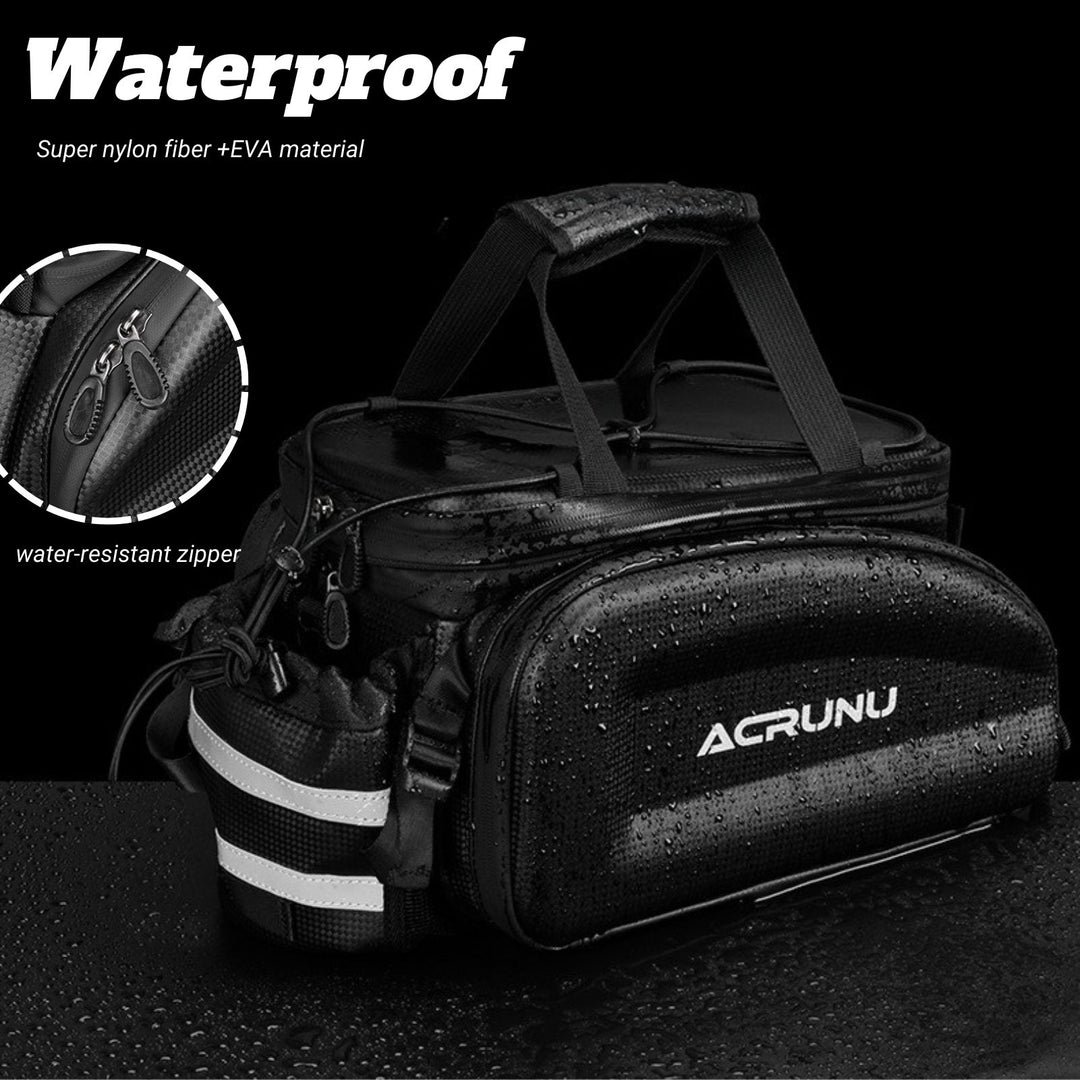 35L waterproof trunk bag for electric bikes, offering spacious compartments for storing cycling essentials and tools.