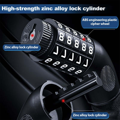 ABS engineering plastic and solid zinc alloy lock cylinder for e-bike security, ensuring anti-theft protection.