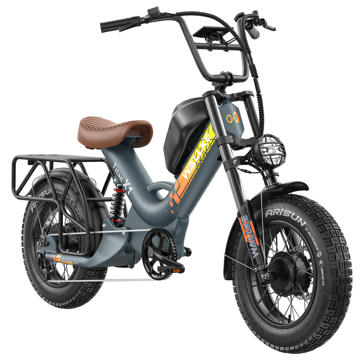 WALLKE Titan X1 AWD Bicicleta elétrica todo-o-terreno com pneus largos e dois motores | Potência máxima de até 4000 W